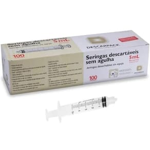 Seringa 5ML sem Agulha Bico Luer LOCK Descarpack C/ 100 Unidades
