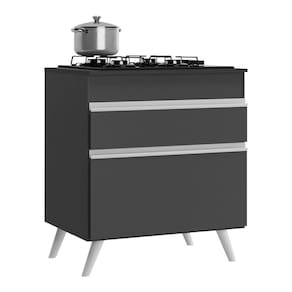 Balcão Cozinha para Cooktop 70 cm 1 Porta 1 Gaveta Veneza Multimóveis MP3706.898 Preto/Branco