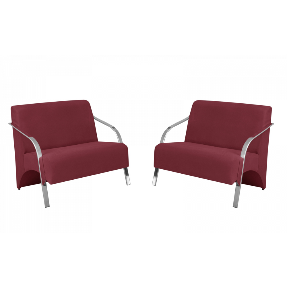 Kit 2 Poltronas Namoradeira 2 Lugares Vênus Braço Alumínio D Salla Suede