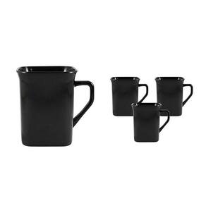 Kit 4 Canecas Quadrada Preto 250Ml Plástico Premium