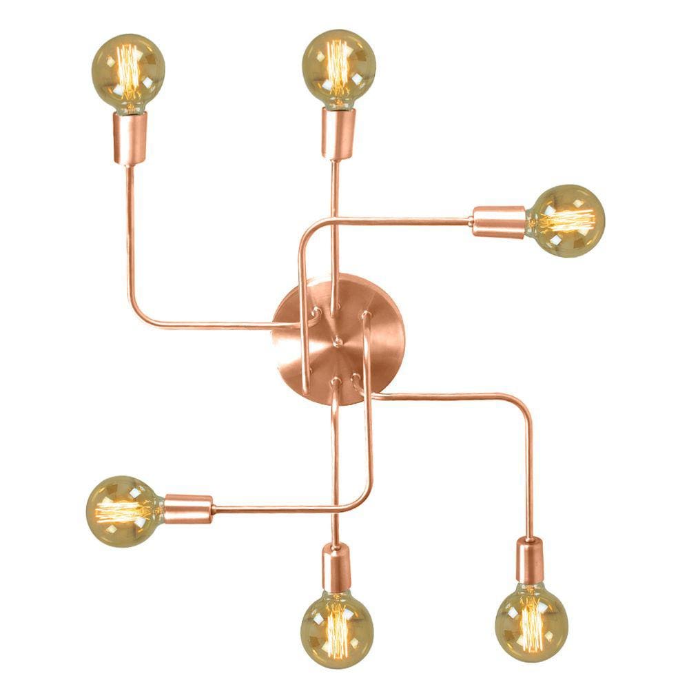 Lustre Plafon Hashtag Cobre De 6 Braços