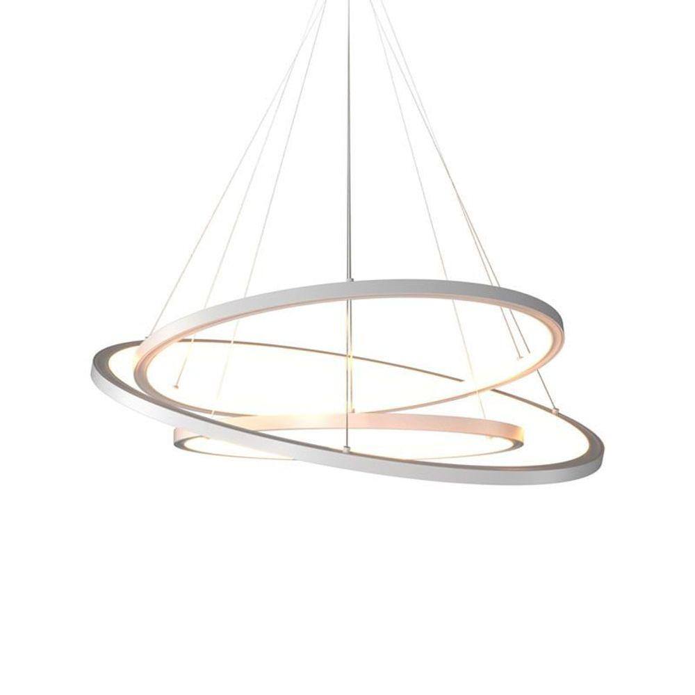 Lustre Pendente Orluce Tabat OR1751 com 3 Aros 60/50/40cm Branco Led Bivolt