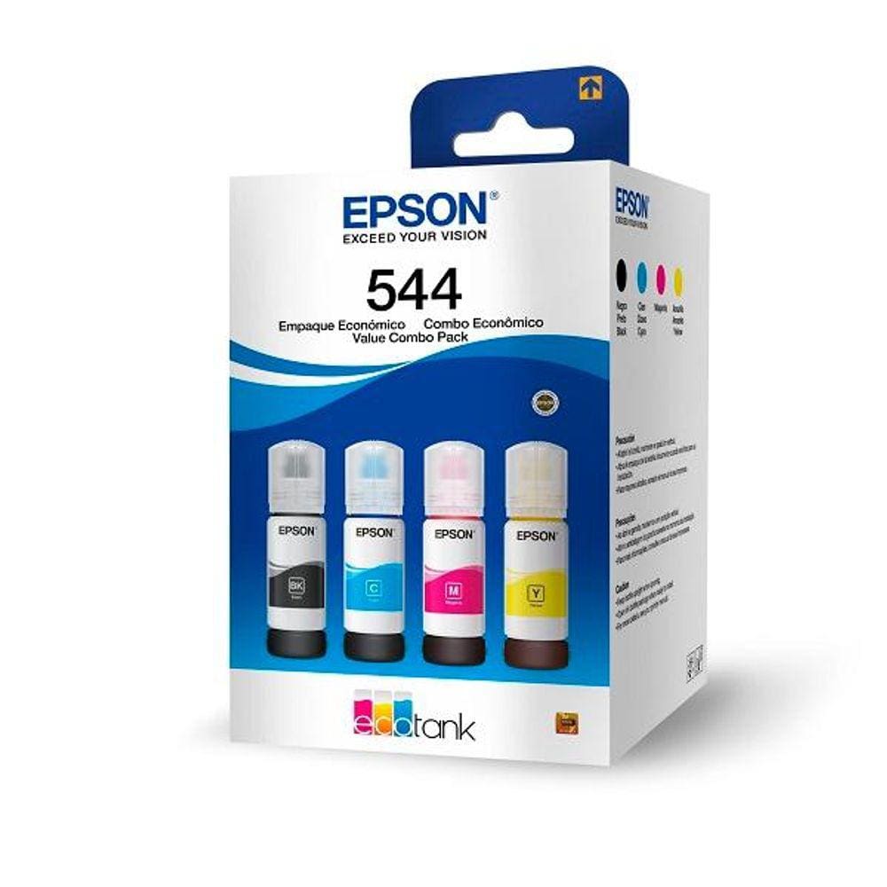Kit com 4 Refis de Tinta T544 Preto e Color T544520-4P EPSON