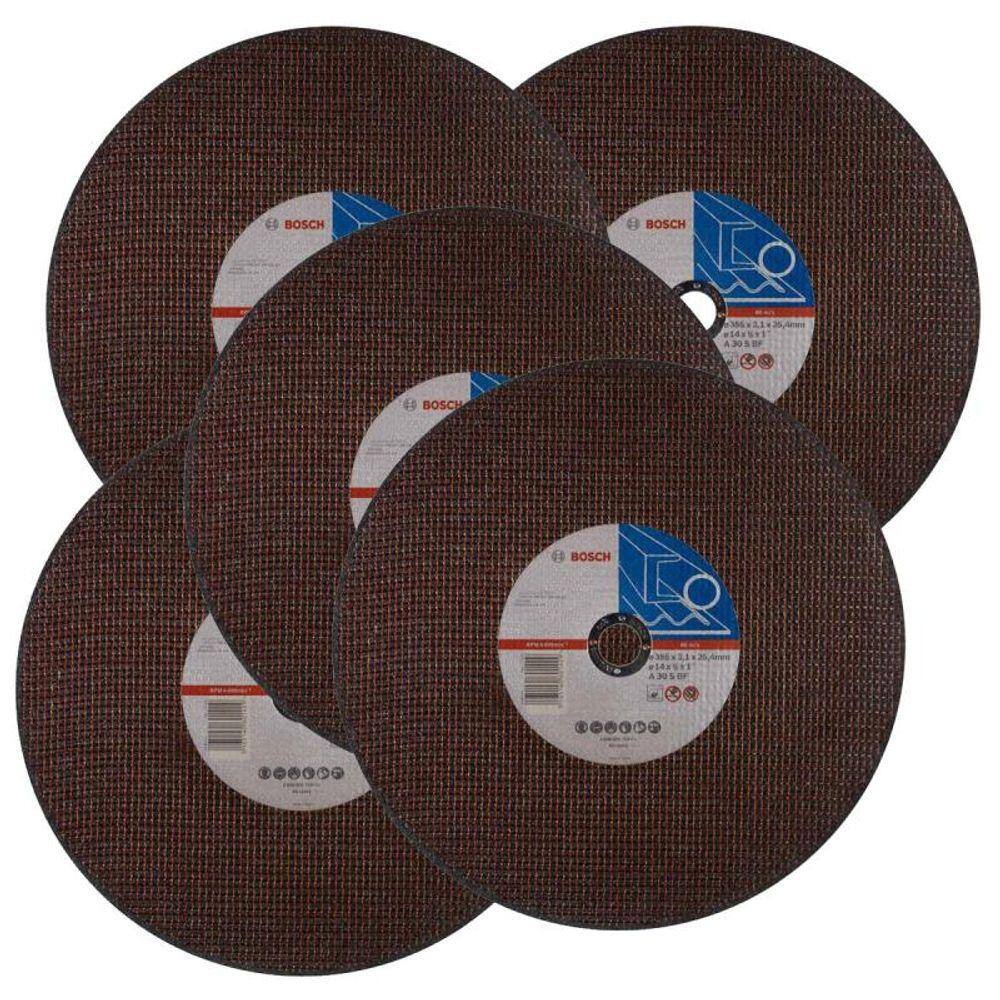 Disco de Corte 14 POL x 3,1 MM 2 Telas Furo 1 POL com 5 Peças BOSCH