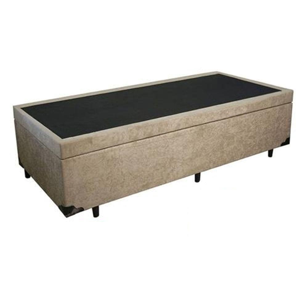 Cama Box Baú Solteiro Suede Bege Black 88x188x34x20interno