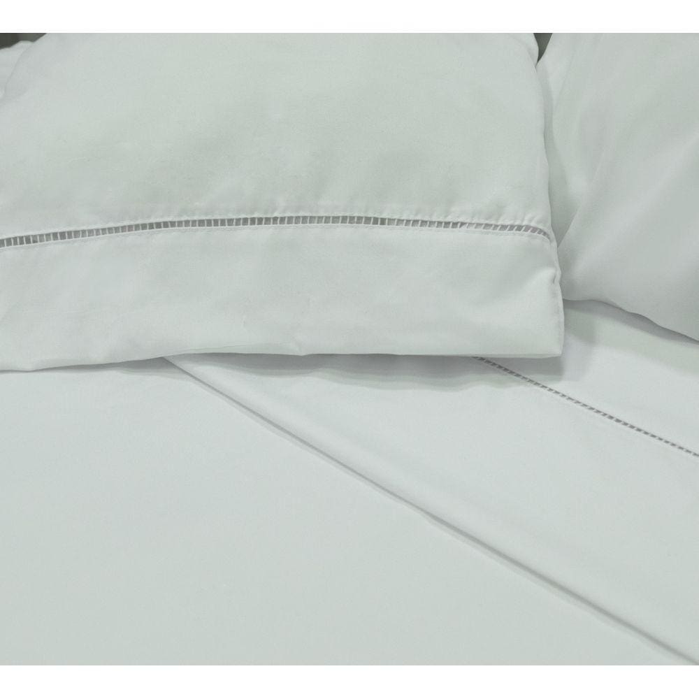 Jogo de Cama Queen Lençol Fronhas Colcha 400 Fios Ponto Palito 4 Peças Casa Dona