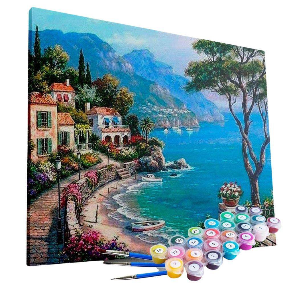 Kit Pintura Terapêutica - Vilarejo Na Praia