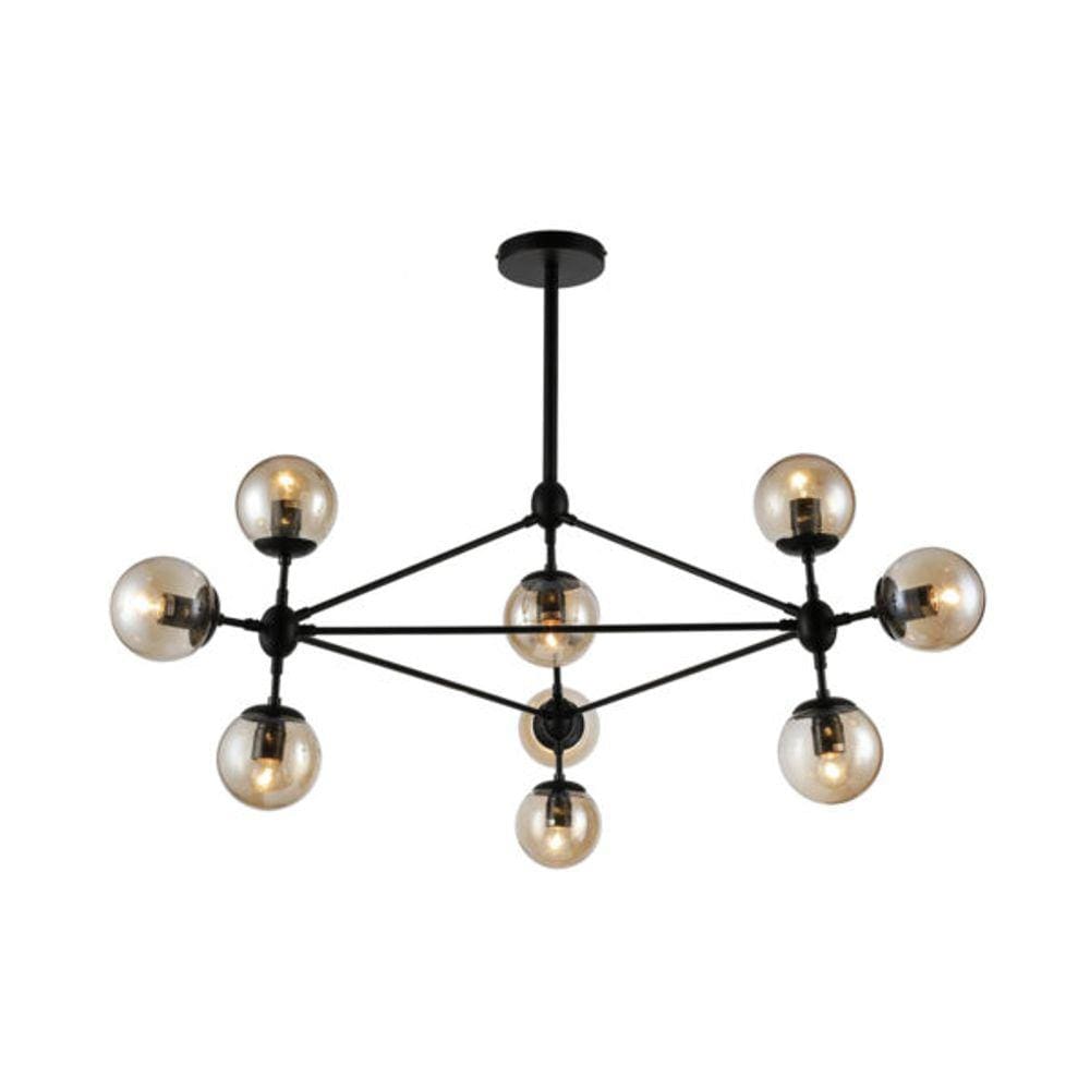 Pendente Maze Ø110x86cm - Preto E Vidro Champagne