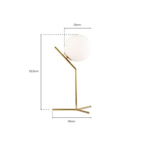 Abajur Mystic Moderno Metal Dourado E Bola Vidro Leitoso