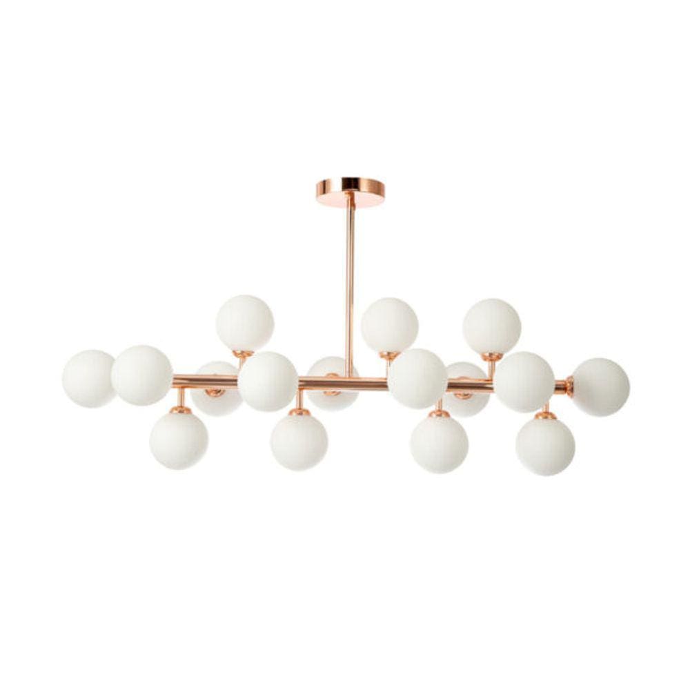 Pendente Cotton A100xl95cm - Rose Gold E Vidro Leitoso