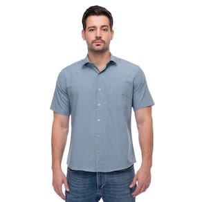 Camisa Social Manga Curta Slim Teodoro Masculina Leve