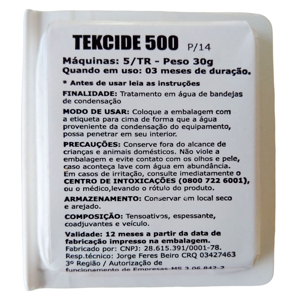 Pastilha Bactericida 30g para Refrigeração