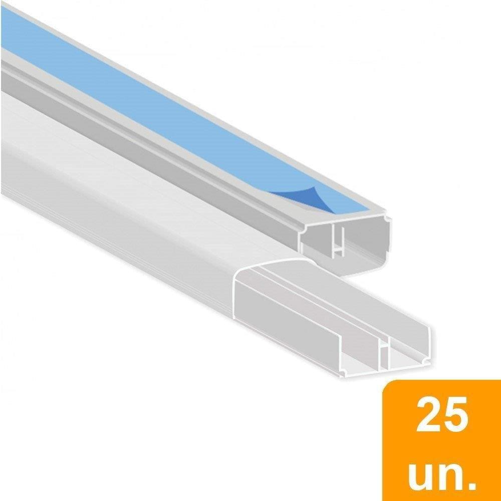 Canaleta Plastilit PVC Branca 20 x 10 x 2000mm sem Fita Dupla Face Embalagem com 25 Unidades