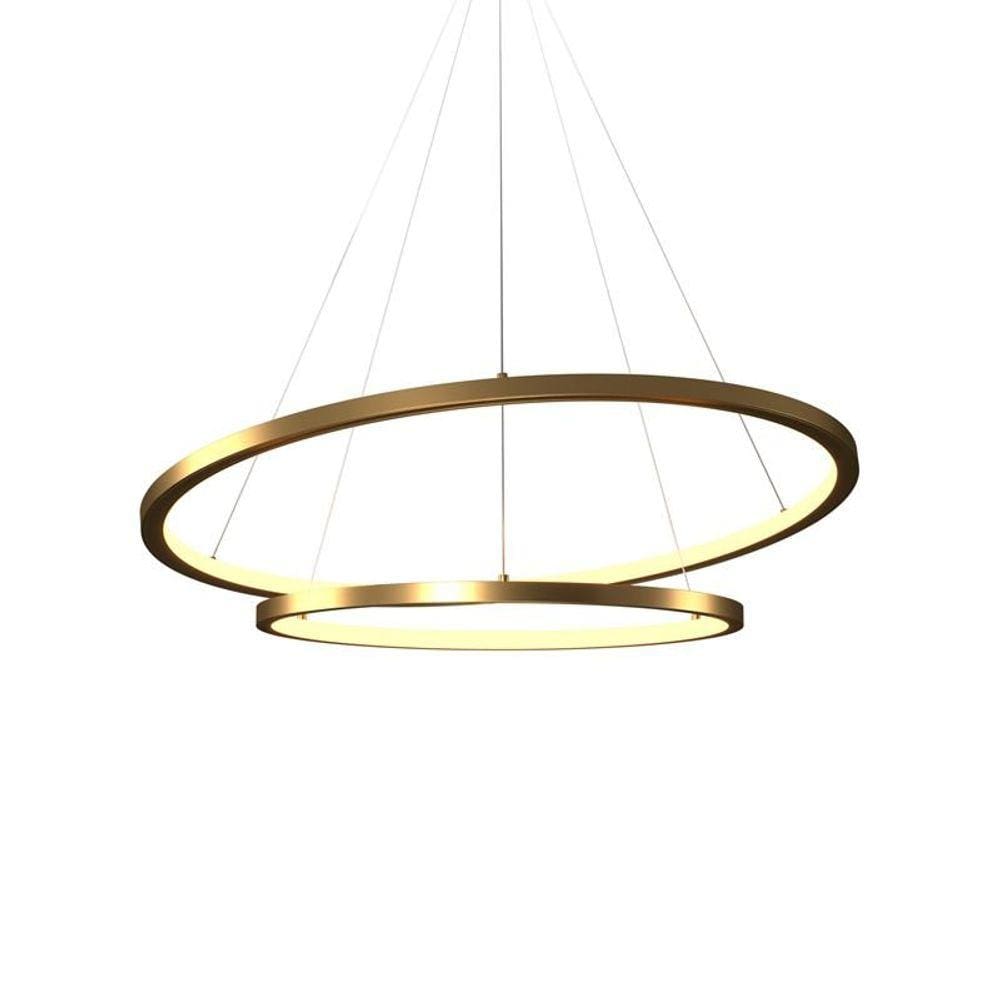 Lustre Pendente Orluce Tabat OR1790 com 2 Aros 60/40cm Dourado Led Bivolt