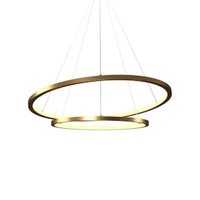 Lustre Pendente Orluce Tabat OR1790 com 2 Aros 60/40cm Dourado Led Bivolt
