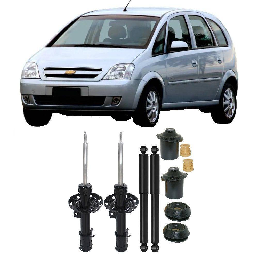 04 Amortecedores + Kit Batente Dianteiro Chevrolet Meriva 2002 Até 2012