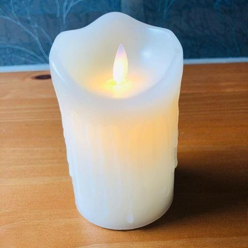 Vela LED 12,5 cm X 7,5 cm Decorativa Cintilante de parafina com efeito chama