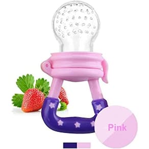 Chupeta Alimentadora Mordedor Porta Frutas para Bebês Bico de Silicone Rosa