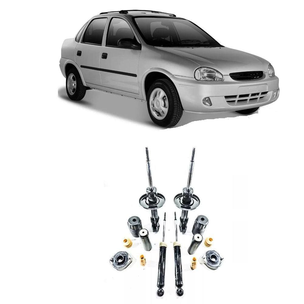 04 Amortecedores + 04 Kits Batente Corsa 1994 Até 2002 1,0 1,4 1,6 1,8 8V,16V - Sedan