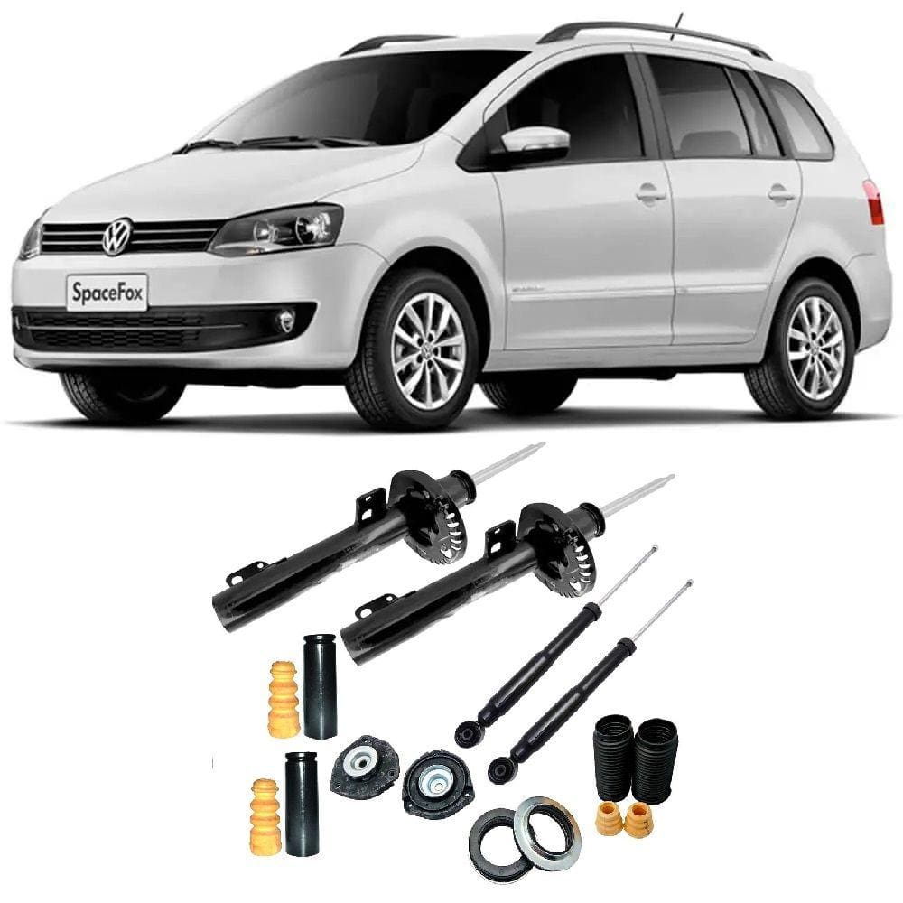 04 Amortecedores + 04 Kits Batentes Vw Spacefox 2003 Até 2016 DianteiroTraseiro