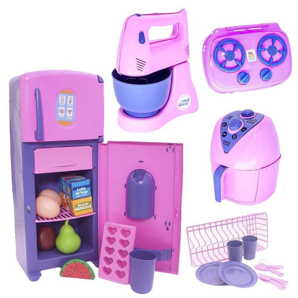 Cozinha Brinquedo Menina Eletro Jogo Panelas Comidinhas 19pç