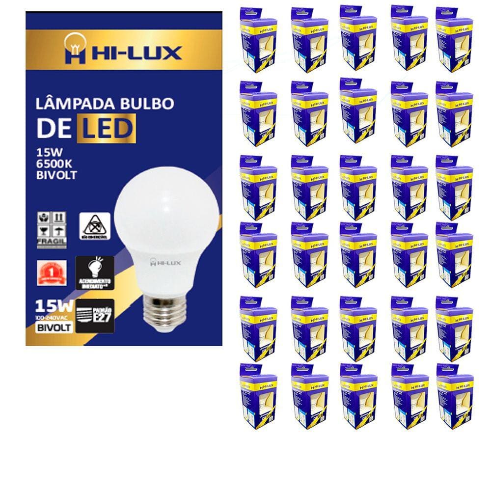 Kit 30 Lampadas De Led 15W 6500K E27