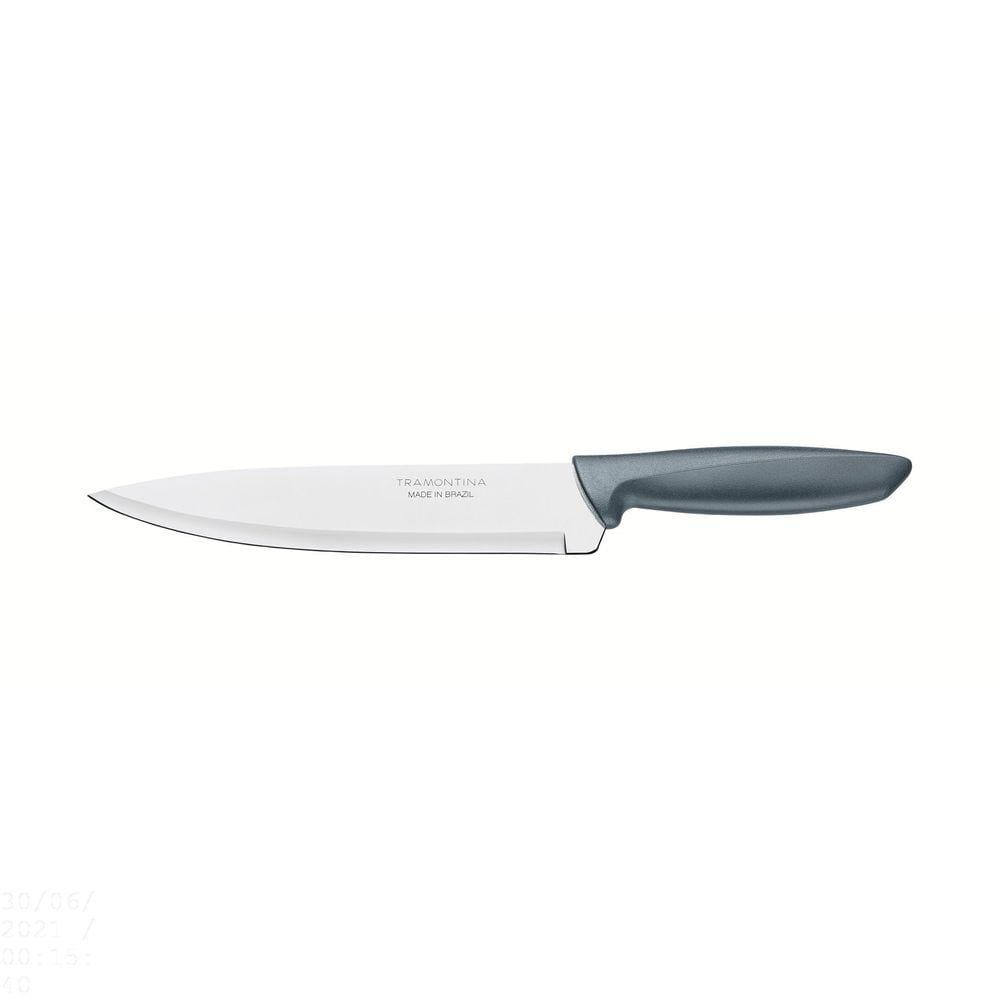 Faca Chef Tramontina Plenus com Lâmina em Aço Inox e Cabo de Polipropileno Cinza 8&quot; Tramontina
