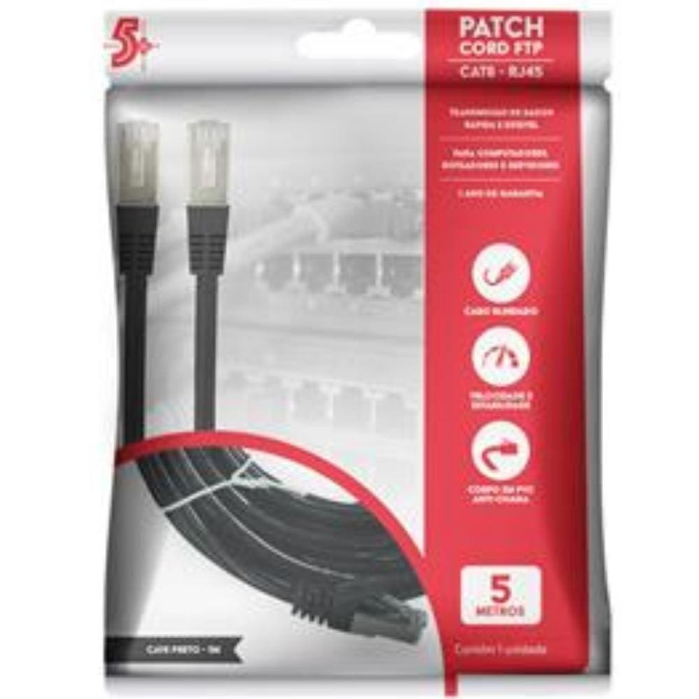 Cabo de Rede FTP (Patch Cord) RJ45 Cat 6 -Blindado 5 metros