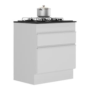 Balcão Cozinha com Rodapé para Cooktop 70 cm 1 Porta 1 Gaveta Veneza Multimóveis MP2118.891 Branco