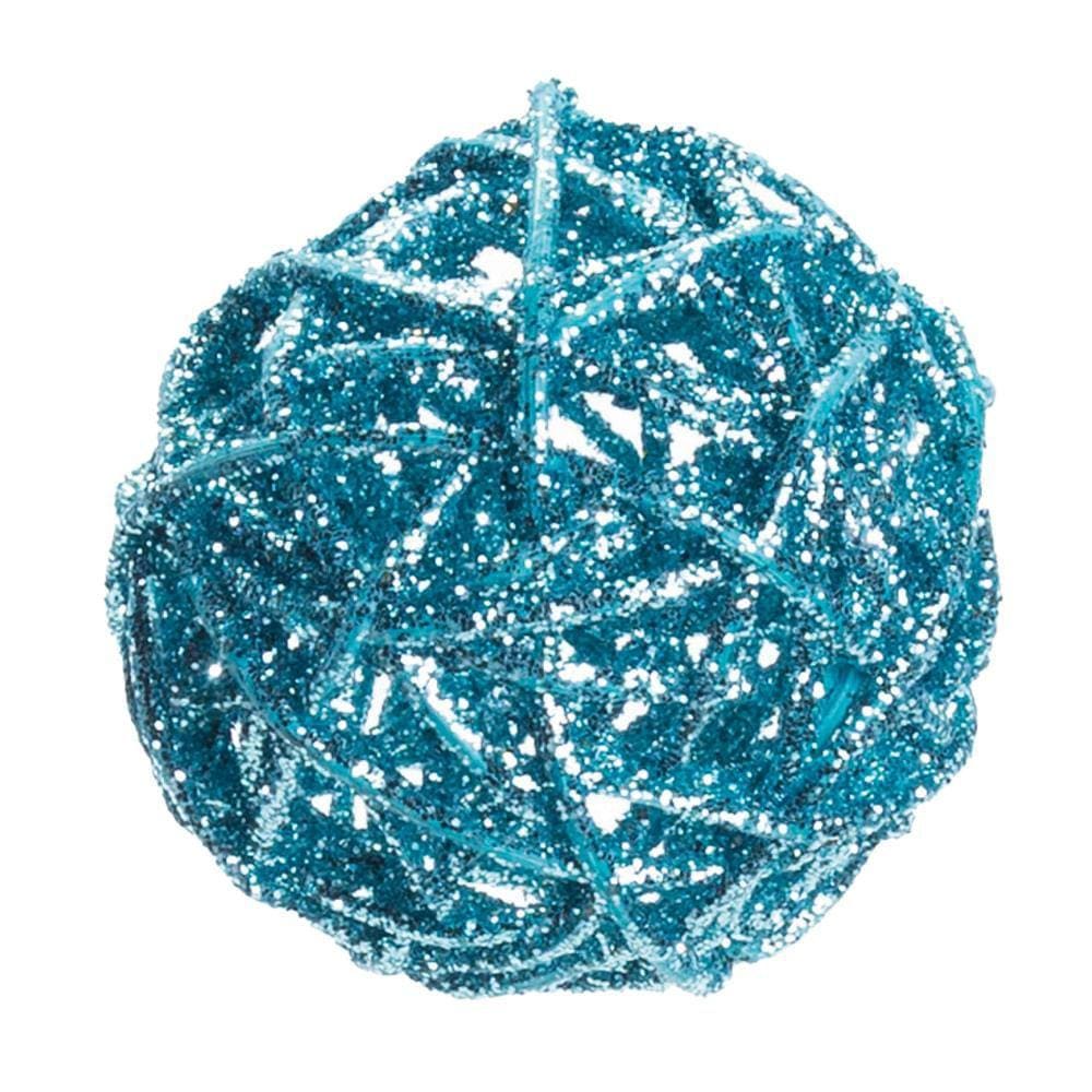 Enfeite Natal Bola Em Rattan Azul Claro 1un 6cm 1113908