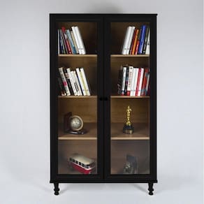 Armário Multiuso 2 Portas De Vidro Ditália E-957 Preto