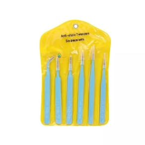 Kit pinça com 6 peças Ótima Para Artesanato , eletrônico , relógios strass antiestatico Azul