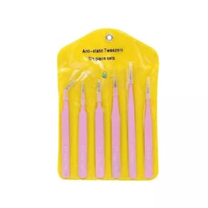 Kit pinça com 6 peças Ótima Para Artesanato , eletrônico , relógios strass antiestatico rosa