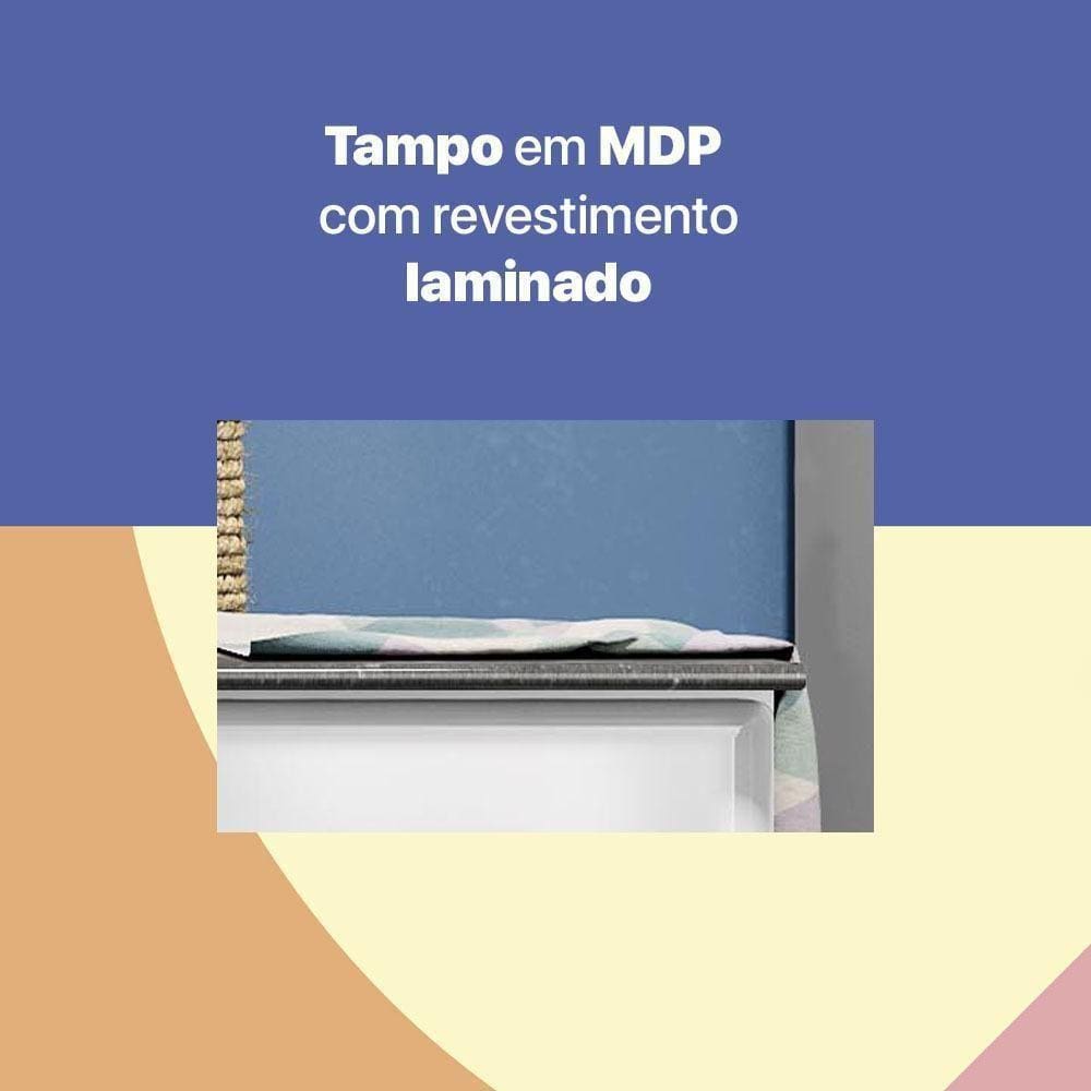 Balcão De Cozinha De Aço Triplo 105cm Com Tampo Smart Branco