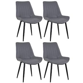 Kit 4 Cadeiras Estofadas Design Industrial Cinza Vintage