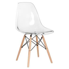 Cadeira Eames Eiffel E Pés De Madeira Clara Incolor