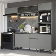 Armário De Cozinha Completa 260cm Cinza Nice 04 Cinza