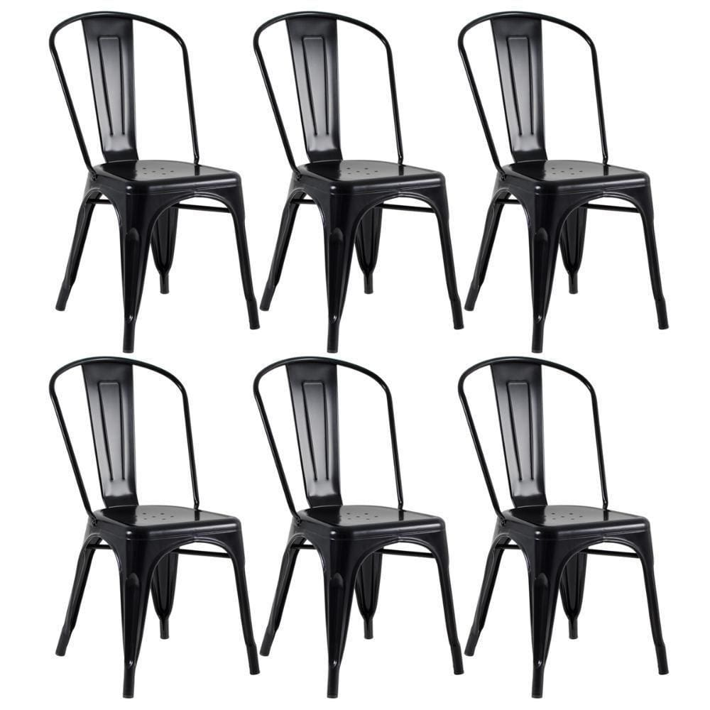 Kit 6 Cadeiras Preto Semibrilho