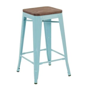 Banqueta Média Iron Tolix 66 Cm Azul Tiffany