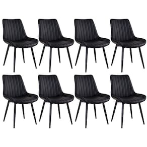 Kit 8 Cadeiras Estofadas Design Industrial Chicago Preto