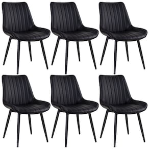 6 Cadeiras Estofadas Design Industrial Chicago Preto