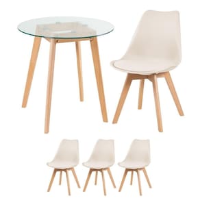 Mesa Redonda 70cm + 3 Cadeiras Creme