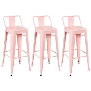 Kit 3 Banquetas Altas Com Encosto 76 Cm Rosa Antigo