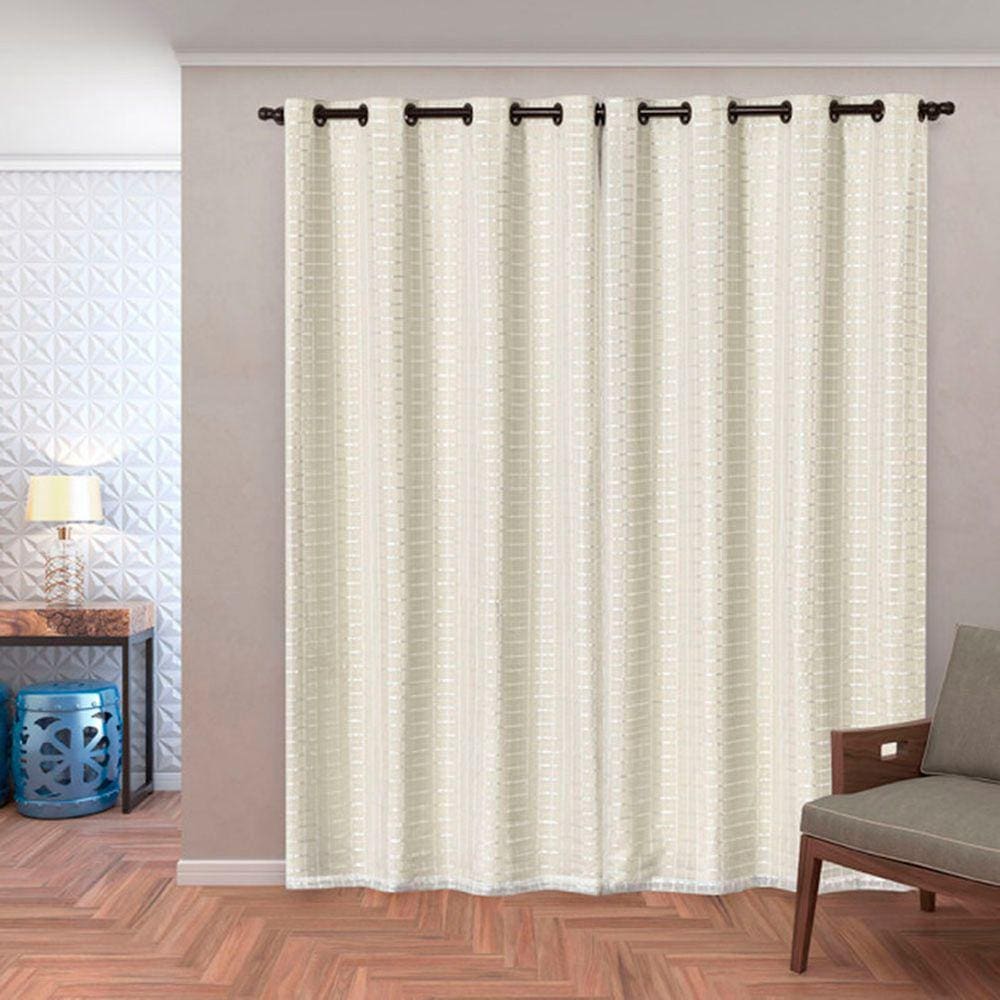 Cortina Blackout PVC com Tecido Voil  Xadrez 2,80 m x 2,30 m