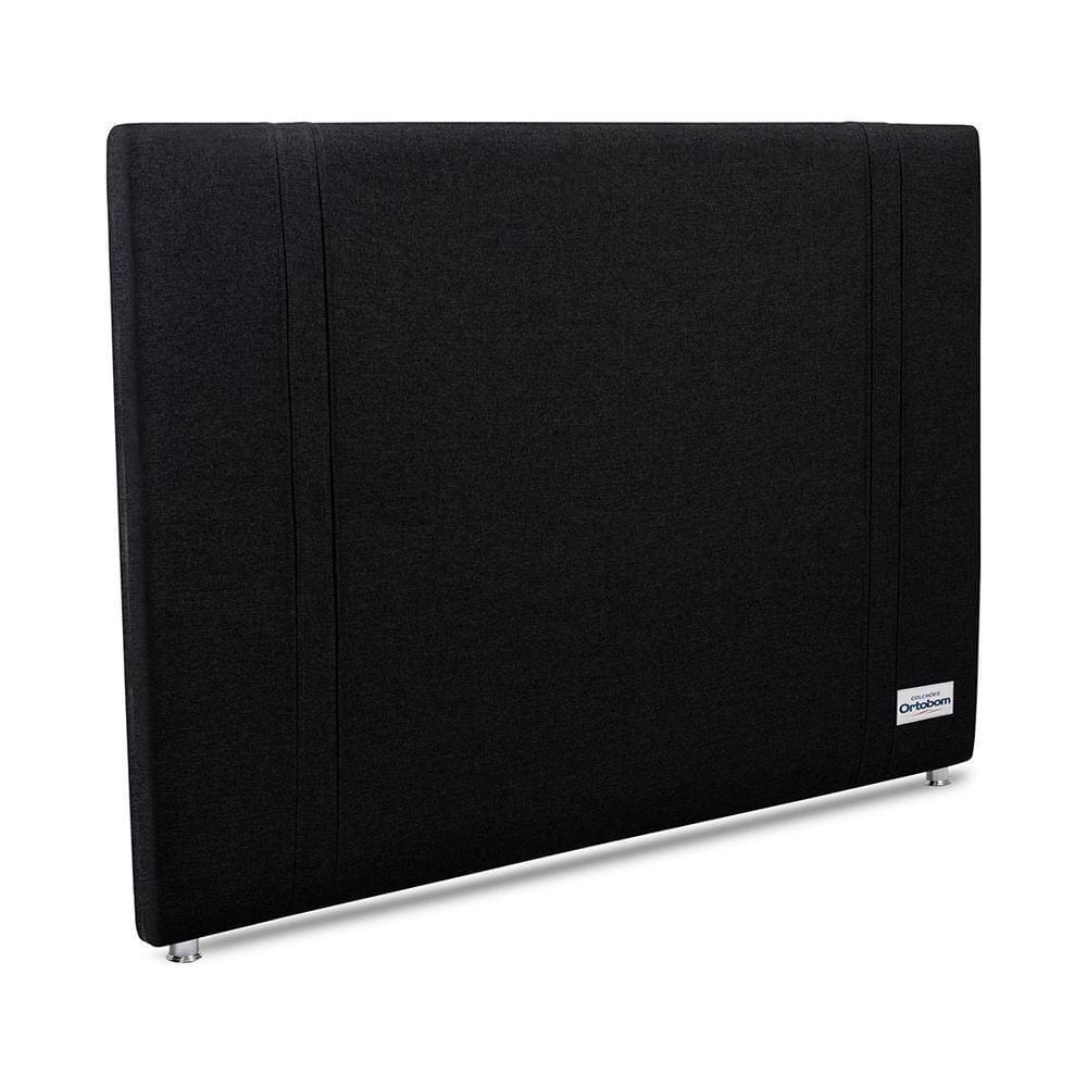 Cabeceira Tamisa Linho Preto Casal 8x140x125 Linho