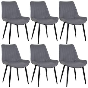 6 Cadeiras Estofadas Design Industrial Chicago Cinza Vintage