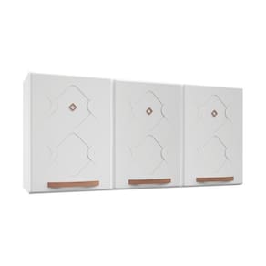 Armário De Cozinha De Aço Aéreo Triplo 120cm Branco