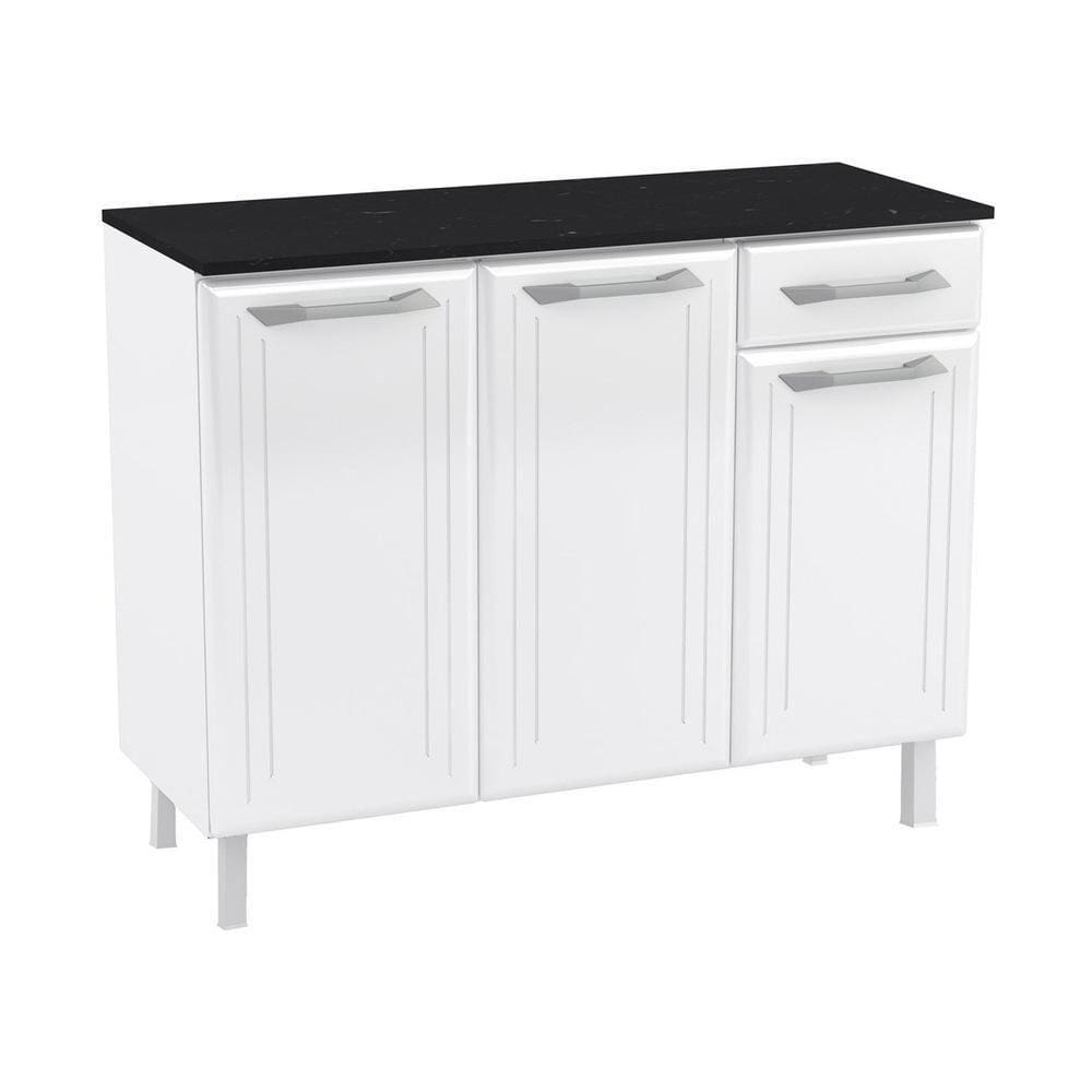 Balcão De Cozinha De Aço Triplo Com Tampo Rose Smart Branco
