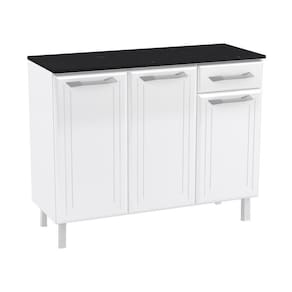 Balcão De Cozinha De Aço Triplo Com Tampo Rose Smart Branco