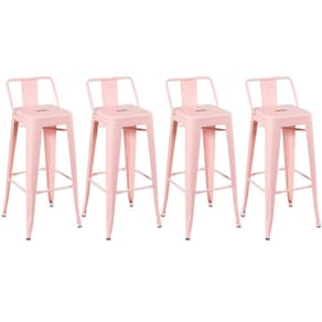 Kit 4 Banquetas Altas Com Encosto 76 Cm Rosa Antigo